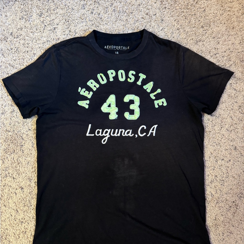 Vintage Single Stitch Aeropostale Faded Black Tee Size Large